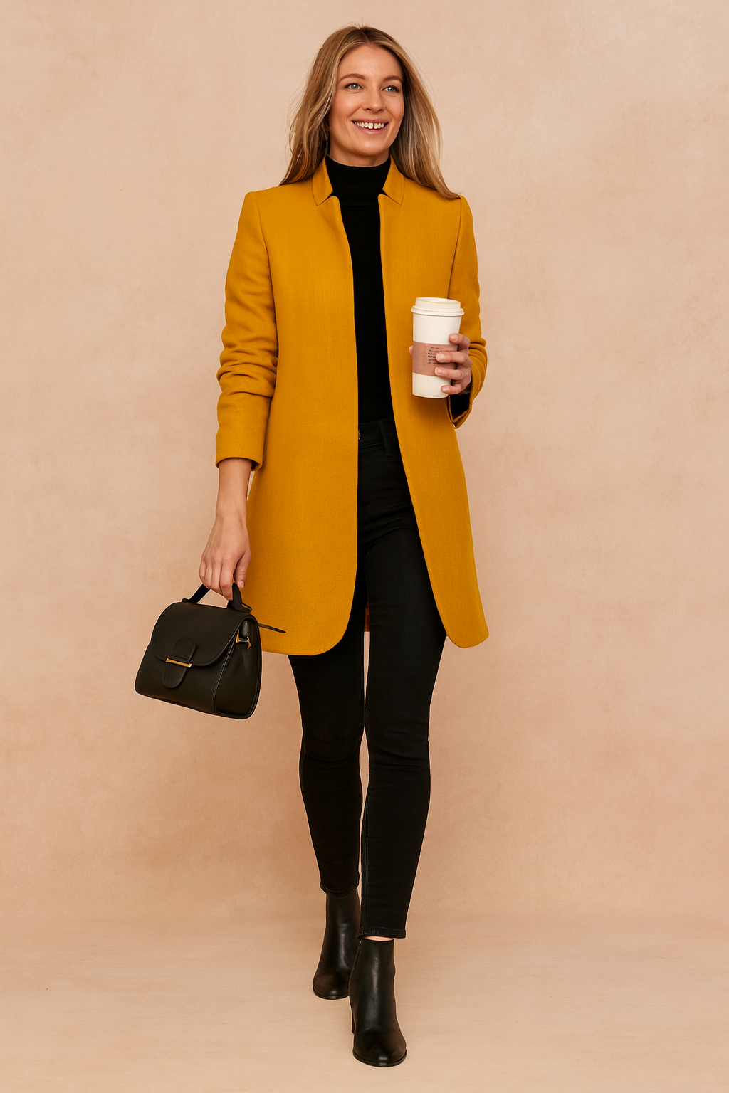 Stylish women's outerwear: elegant straight cut knee-length coat for any occasion.