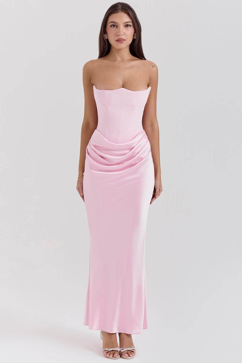 Sophisticated strapless corset maxi dress, designed for women's formal fashion & elegant parties. Sculpting look.