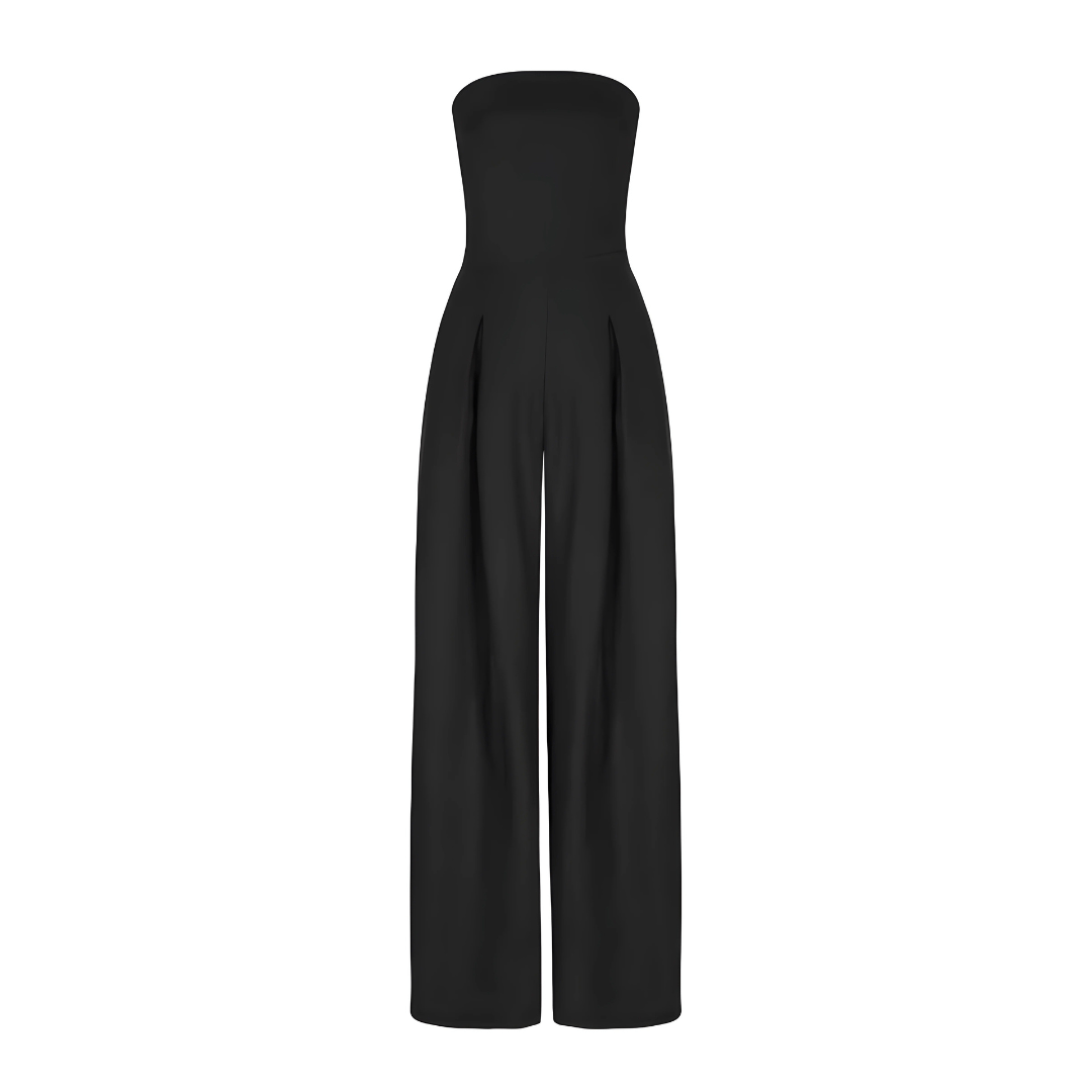 Chic strapless wide leg jumpsuit for women, high waist design for comfort and elegant style.