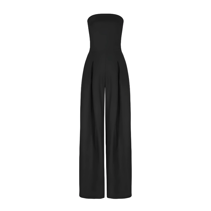 Chic strapless wide leg jumpsuit for women, high waist design for comfort and elegant style.