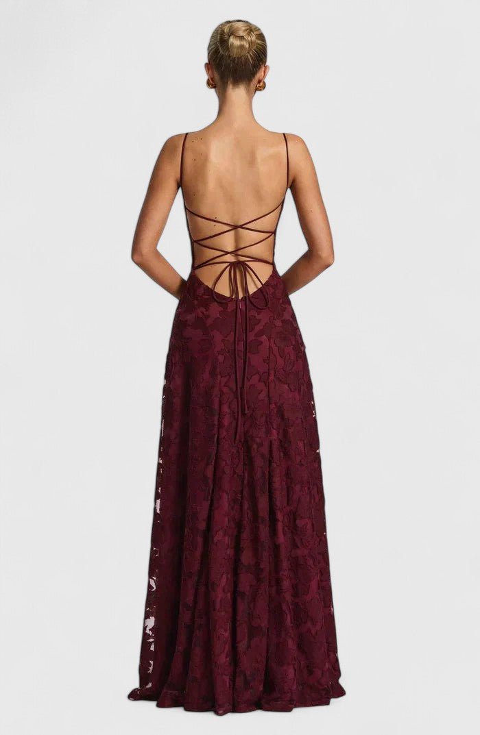 Formal evening gown for women, a long strappy back maxi dress ideal for special events.