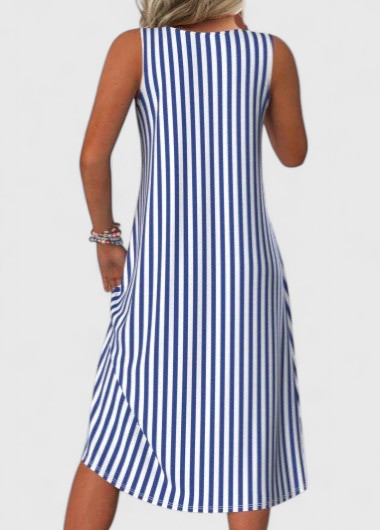 Versatile women's striped sleeveless sundress, ideal for beachwear, summer casual, and elegant brunch.