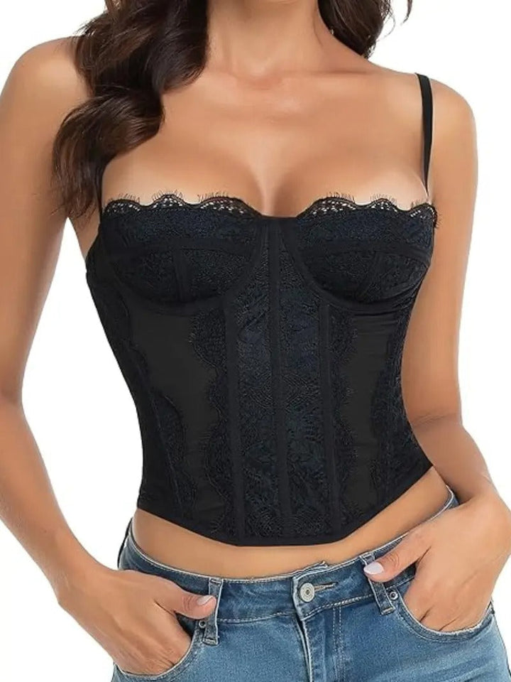 Sophisticated women's structured bustier top. Fitted, elegant, and backless, perfect as an evening wear fashion piece.