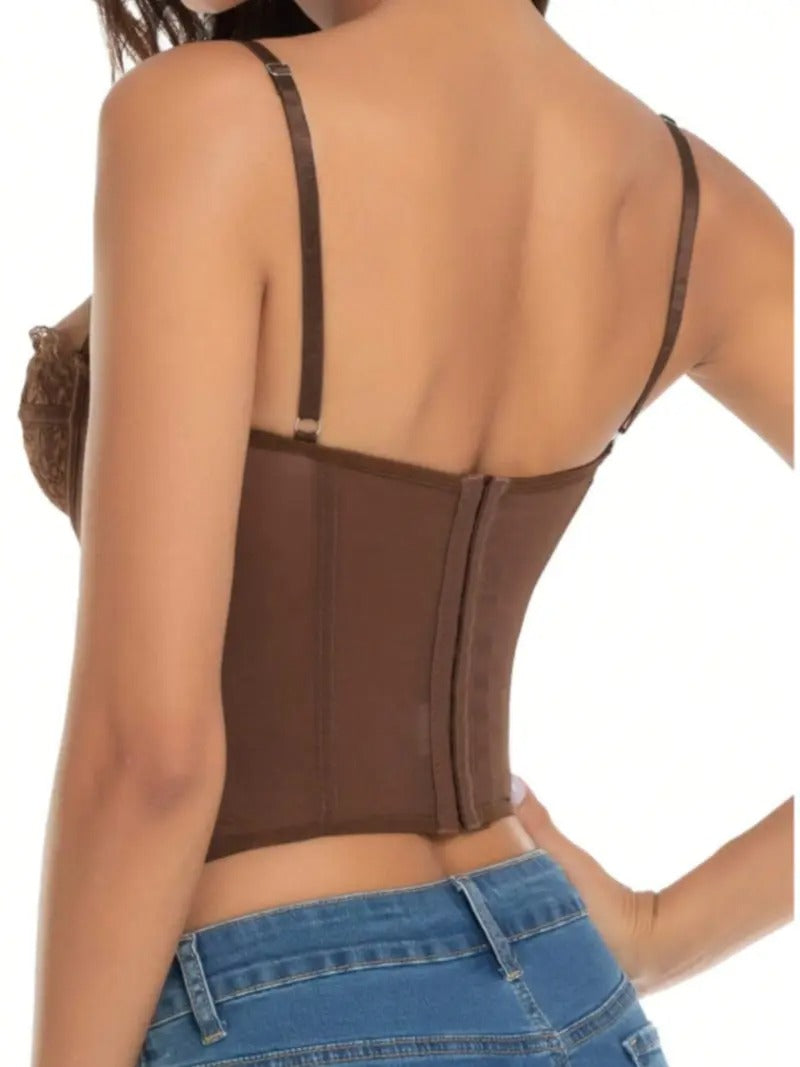 Modern women's structured bustier top, a trendy backless design offering a perfectly fitted, elegant fashion statement.