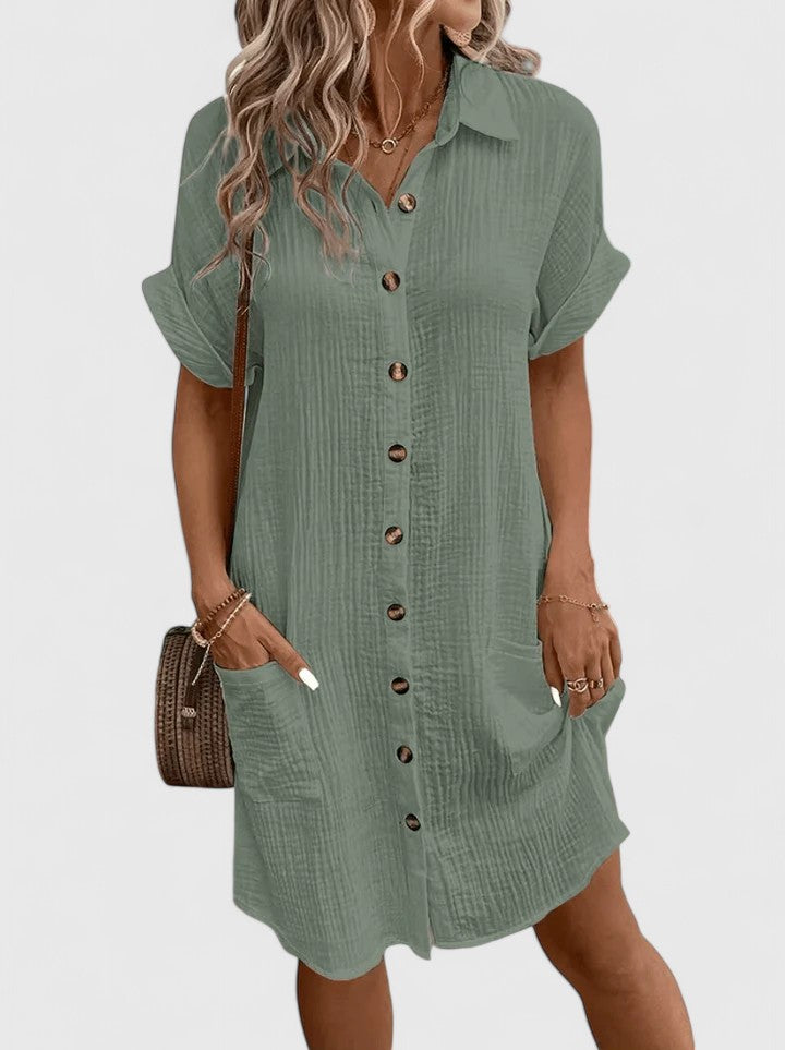 Classic women's elegant midi dress, a versatile summer piece for any occasion.