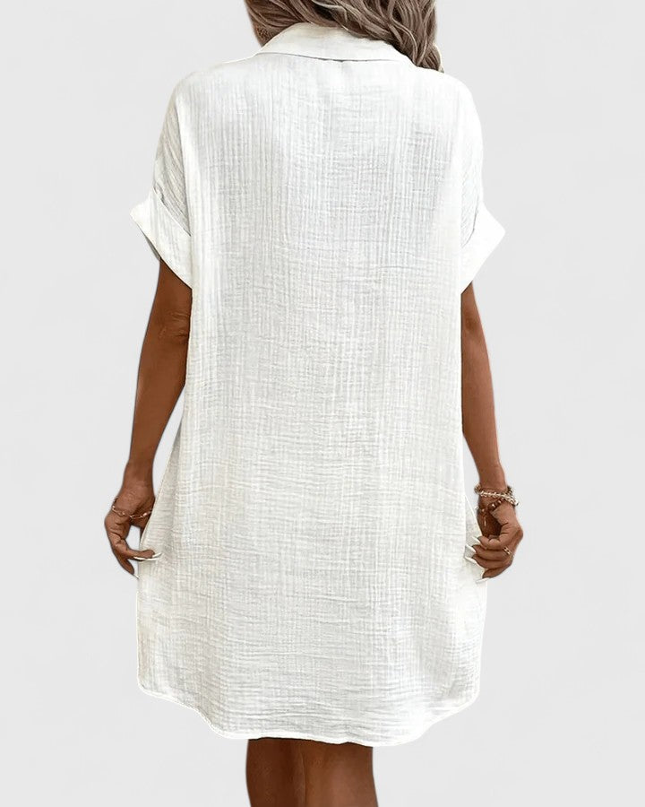 Breathable summer midi dress, elegant and comfortable women's wear for warm weather.