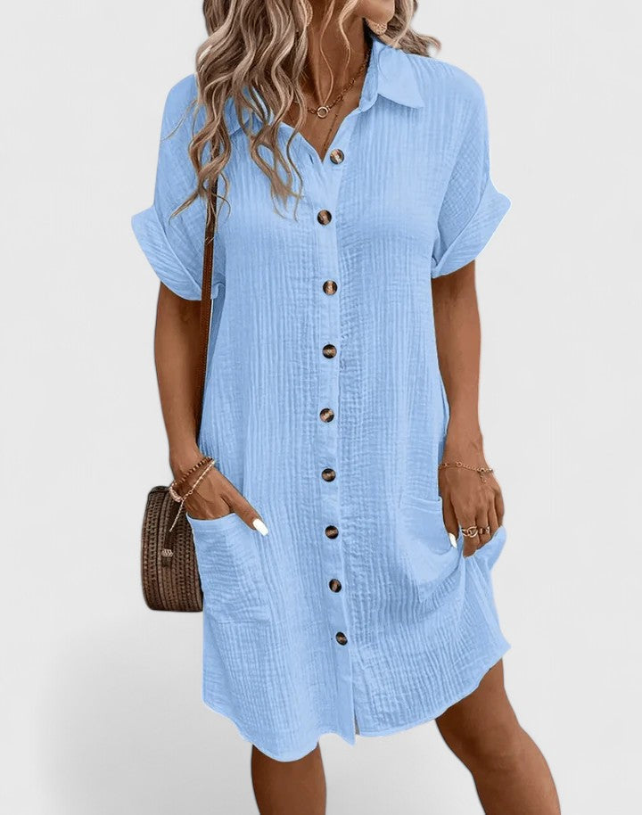 Chic flowy midi dress for women, ideal for a comfortable yet stylish summer look.