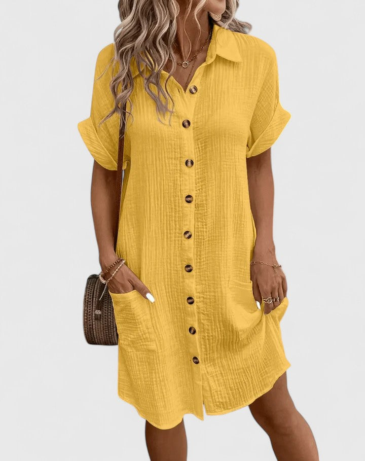 Versatile women's midi dress, elegant summer fashion for everyday or special occasions.