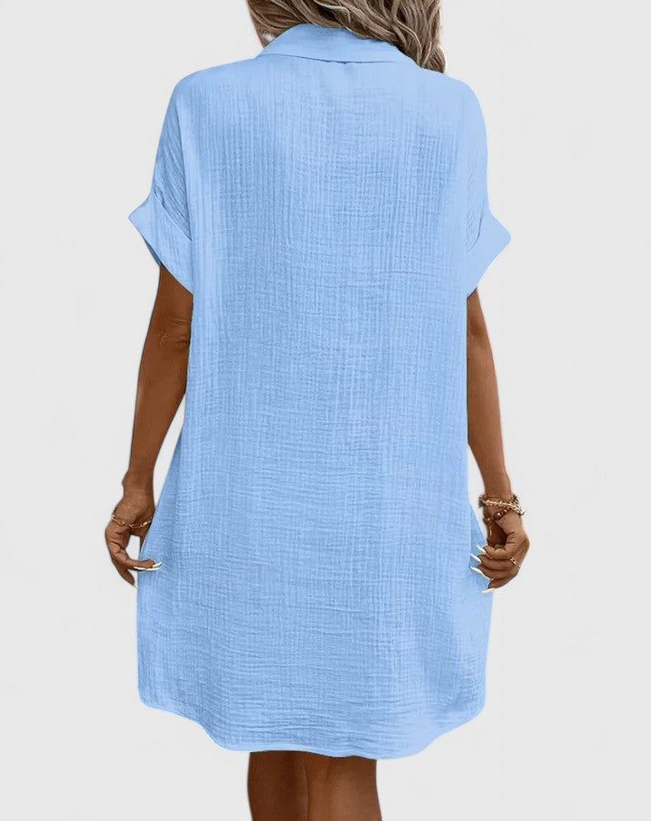 Sophisticated women's summer midi dress, ideal for office or chic everyday fashion.