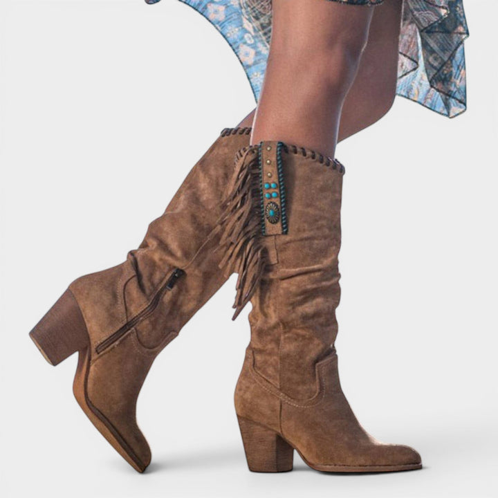 Versatile women's cowboy boots offering superior support and a non-slip sole for daily fashion.