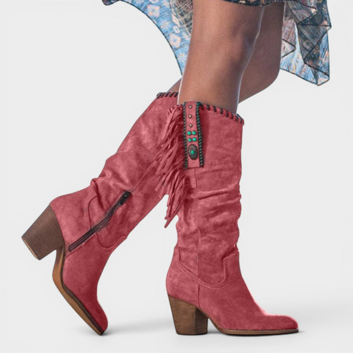 Comfortable women's supportive cowboy boots, featuring a reliable non-slip sole for all-day wear.