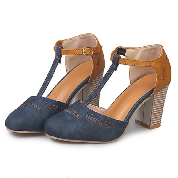 Chic women's T-strap comfort heels. These elegant high heels are sophisticated dress shoes for versatile fashion.
