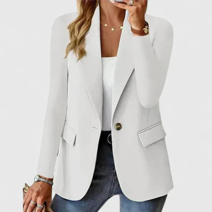 Versatile women's tailored blazer, an elegant and professional jacket for business casual and office fashion.