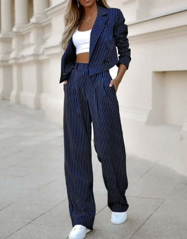 Elegant women's tailored two-piece set for sophisticated style. Perfect for formal events or versatile wear.