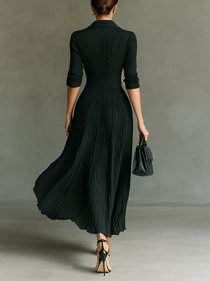 Chic women's long maxi dress with tailored waist, ideal for formal events or elegant occasion wear. Modest & stylish.