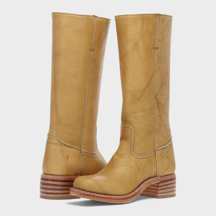 Women's equestrian style tall boots with sturdy block heel, offering elegant fall fashion and comfort.