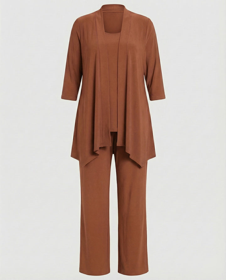 Versatile women's three-piece suit set with blazer, vest, & pants for modern professional fashion.