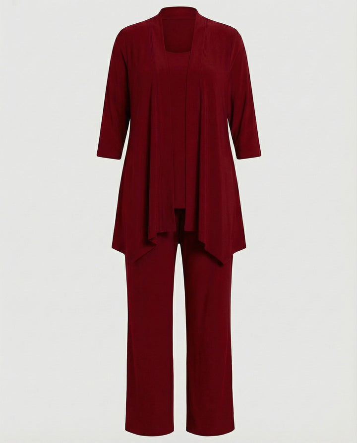 Chic women's vest, part of a three-piece professional pantsuit, enhancing a formal business look.