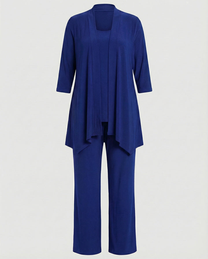 Modern tailored trousers from a women's three-piece pantsuit, perfect for a sleek professional outfit.