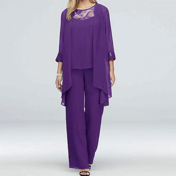 Stylish women's three-piece set with a loose, comfortable fit. Elegant design for special events & party fashion.
