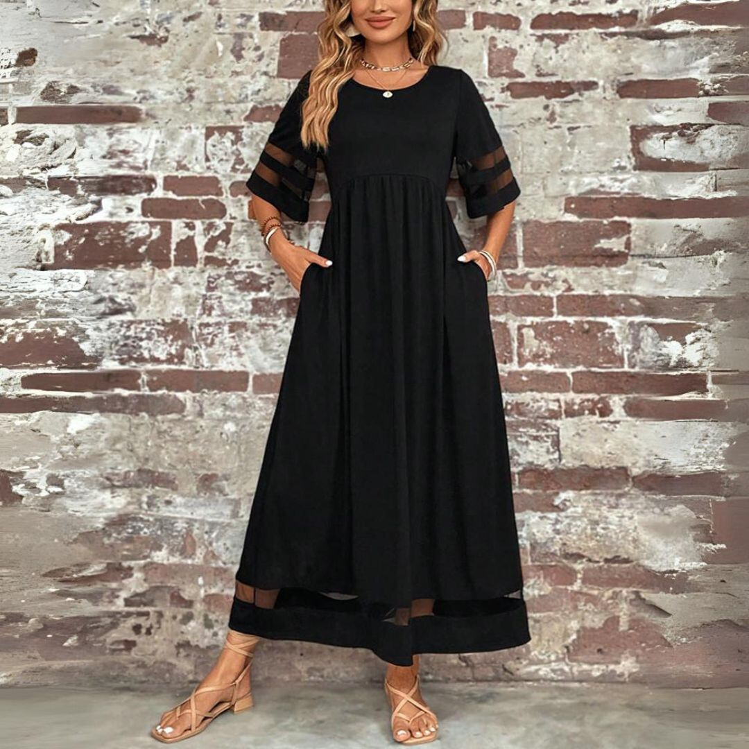 Stylish women's empire waist maxi dress with tummy control, enhancing an elegant and long silhouette.