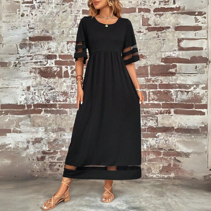 Beautiful women's summer maxi dress with tummy control, year-round elegant fashion & flattering fit.