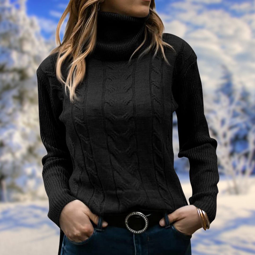 Elegant women's turtleneck knit jumper in soft, warm fabric. Perfect for autumn & winter fashion.