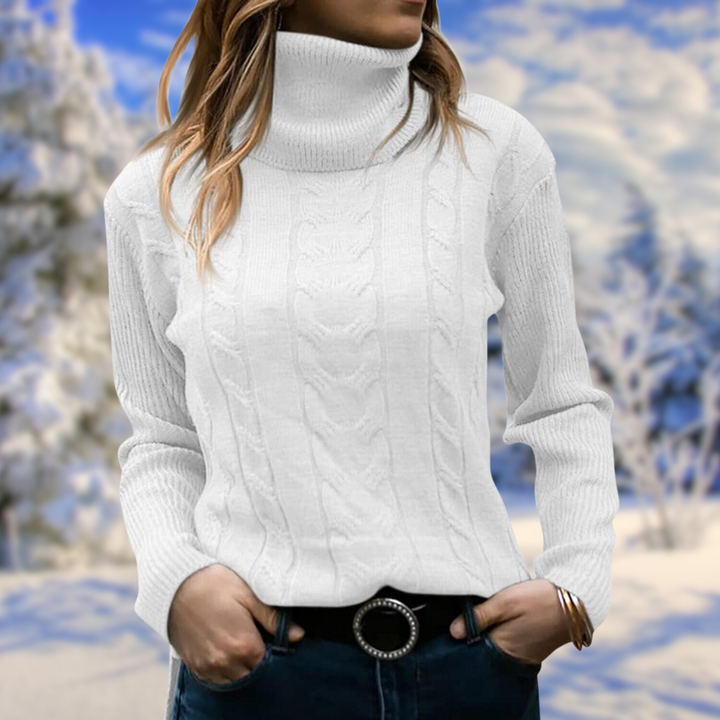 Stylish women's fitted turtleneck pullover. A comfortable, elegant knit jumper for any occasion.