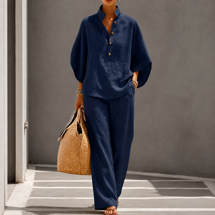 Comfortable women's co-ord set, ideal for elegant loungewear or a chic casual outfit.