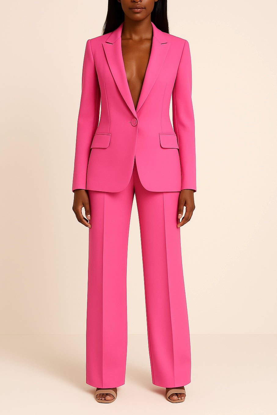 Stylish women's tailored blazer from a two-piece suit, ideal for smart office fashion & professional elegant outfits.