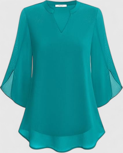 Elegant women's v-neck blouse. Comfortable, versatile style for office or casual wear.