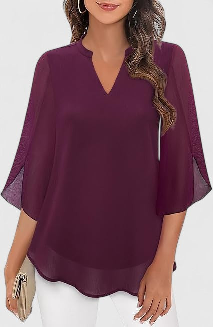 Comfortable women's summer blouse. Casual chic, versatile top with an elegant style for everyday fashion.