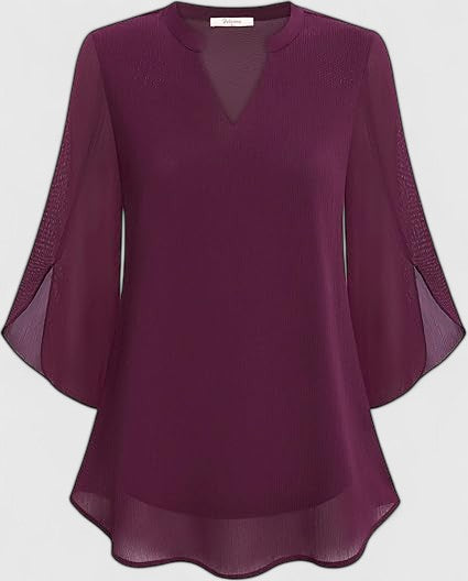 A-line women's comfortable blouse. Versatile, elegant top, great for casual chic or office style.