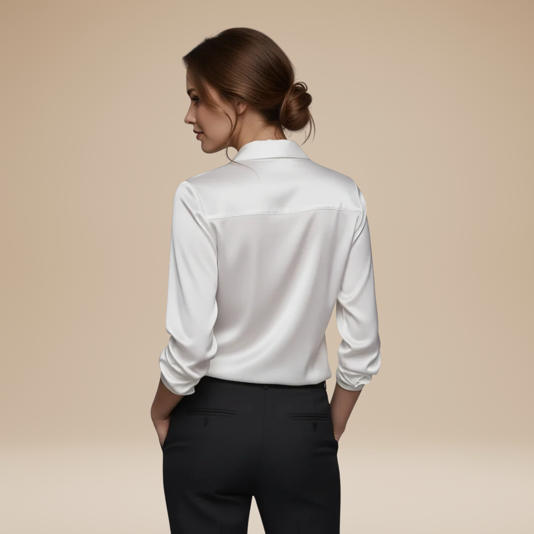 Long sleeve elegant V-neck blouse for women, designed for ultimate comfort.