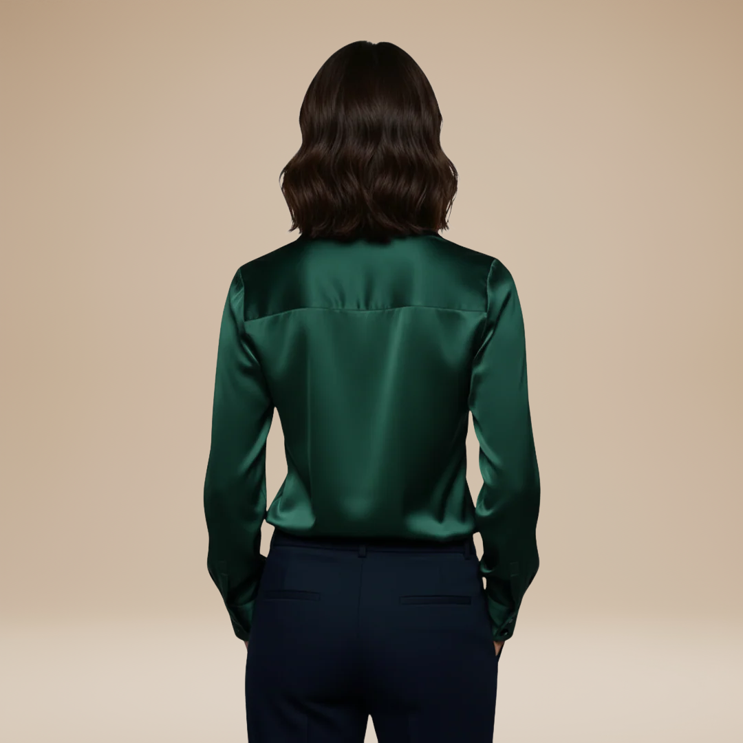 Women's comfortable V-neck shirt, a fashionable choice for workwear and casual outings.