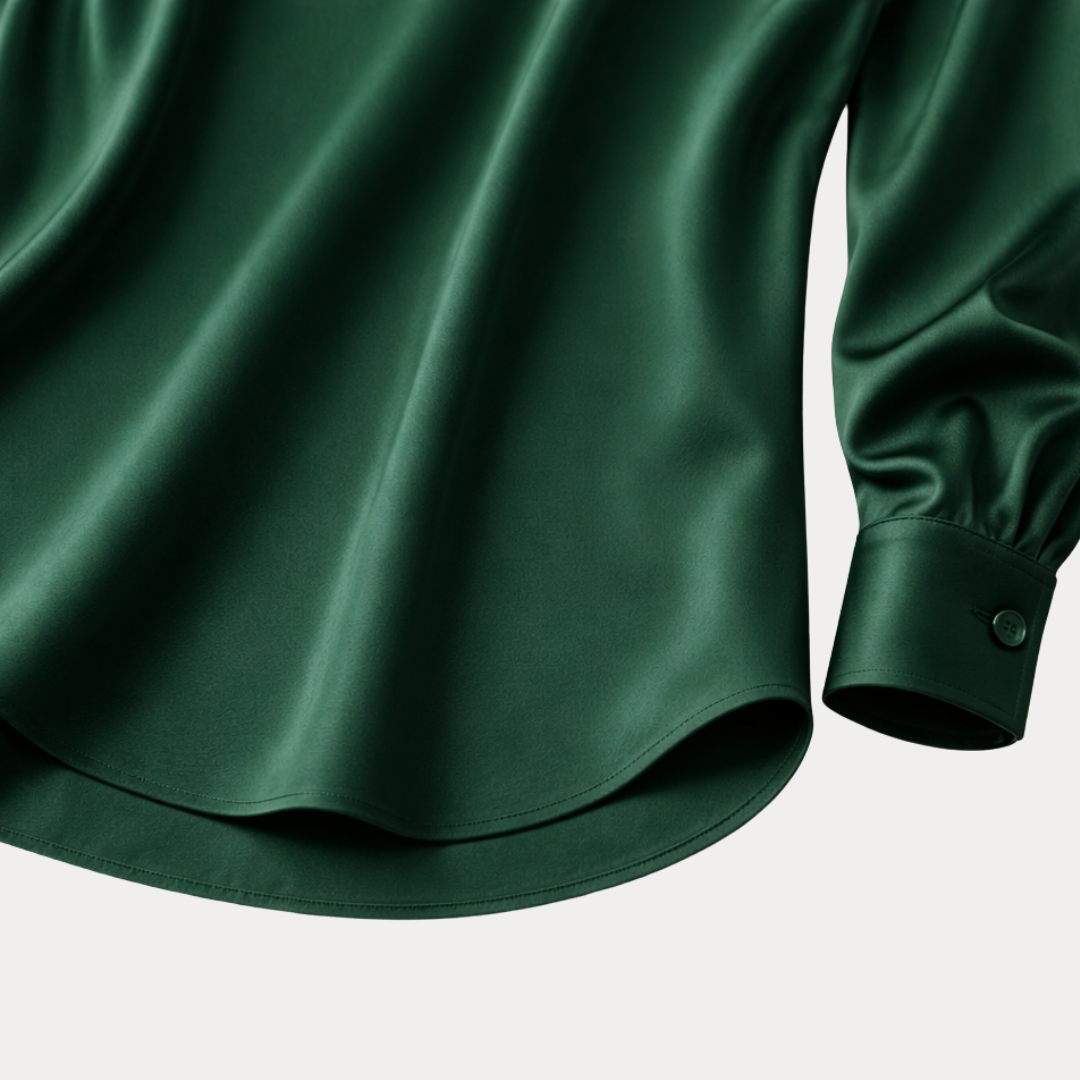 Elegant ladies blouse featuring a V-neck and long sleeves, a must-have wardrobe piece.