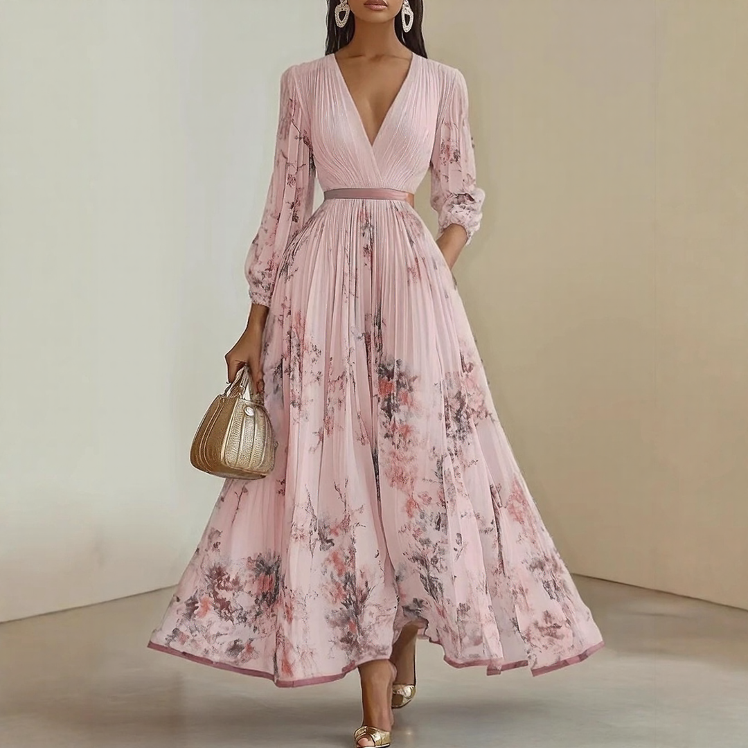 Sleeveless V-neck midi dress for women, elegant & flowing, perfect for warm weather.