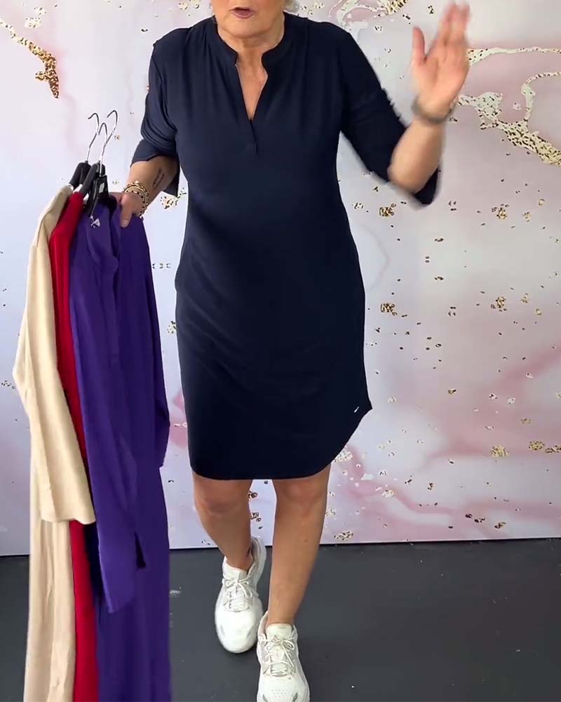 Flattering V-neck midi dress for women, offering an elegant & comfortable fit for any event.