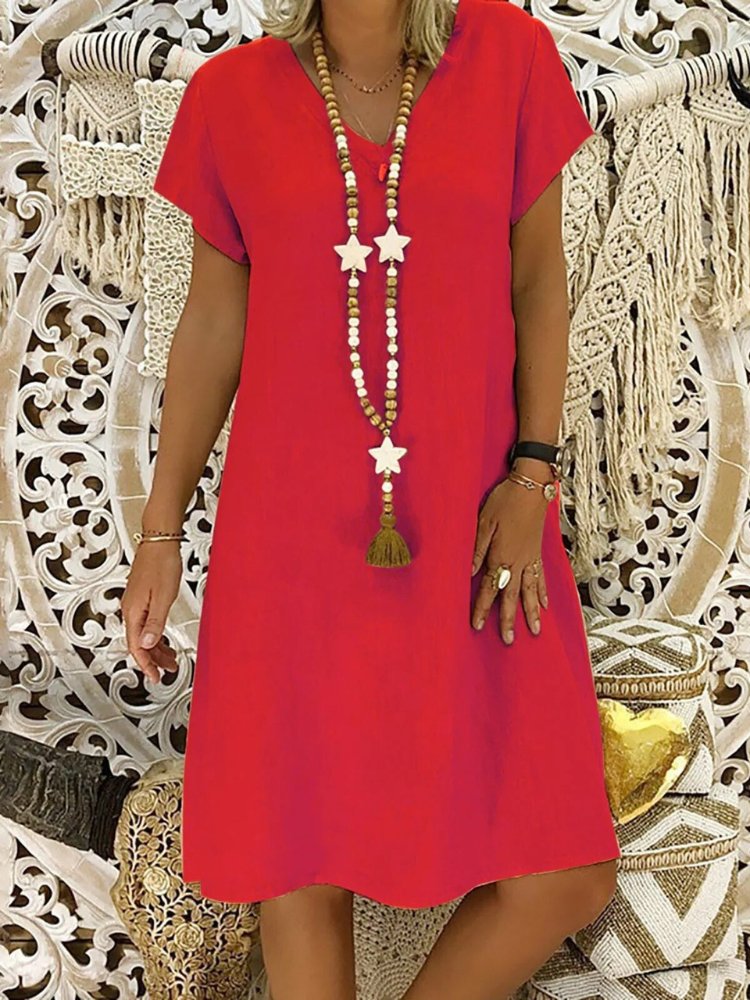 Lightweight women's V-neck mini dress, ideal for elegant evening parties or a relaxed summer house dress.