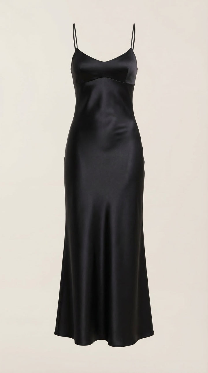 Beautiful V-neck maxi slip dress for women, a sophisticated choice for formal events.