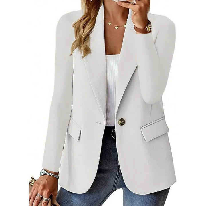 Elegant women's velvet blazer, perfect for business or casual wear. Versatile long sleeve fashion jacket.