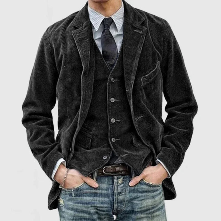 Women's vintage blazer and vest set, a chic tailored two-piece outfit for formal and elegant occasions.