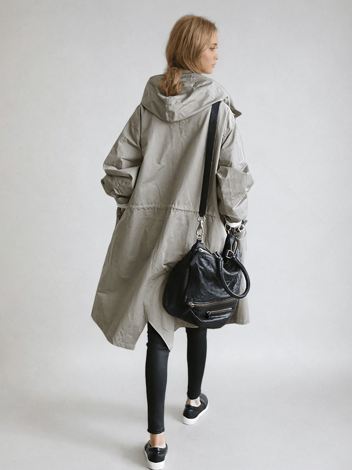 Lightweight women's trench coat, a classic water-repellent jacket for spring and autumn outerwear.
