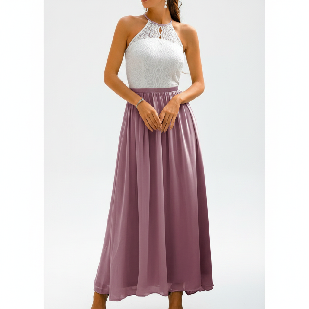 Beautifully pleated flowy dress for elegant evening wear