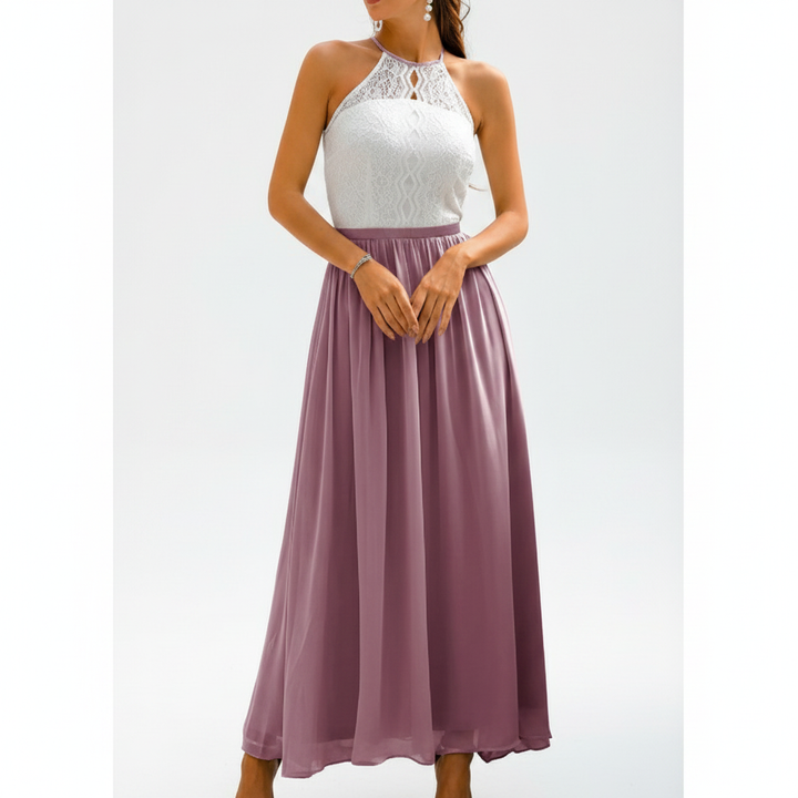 Beautifully pleated flowy dress for elegant evening wear