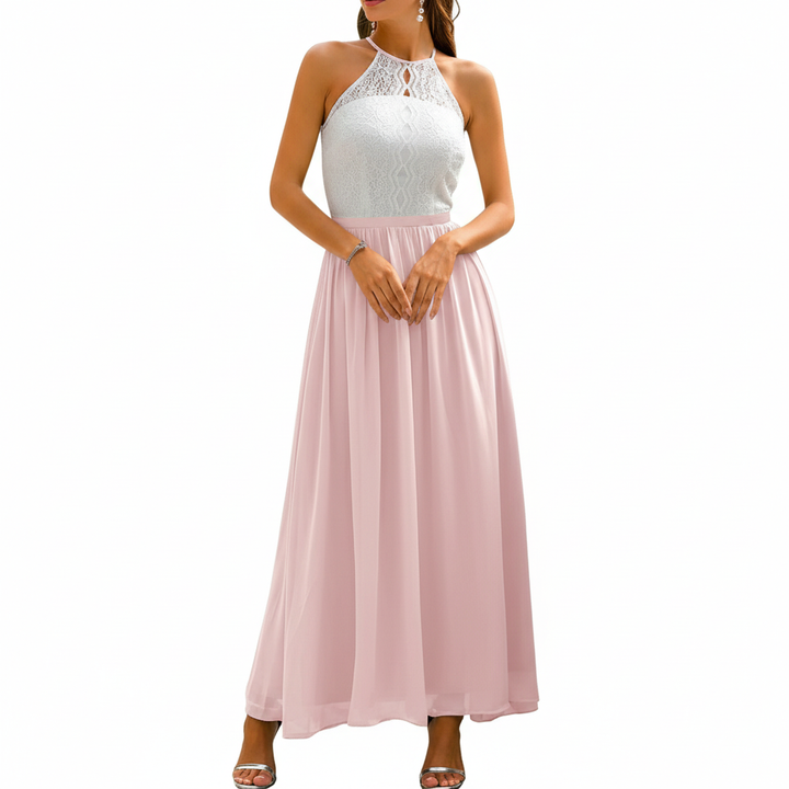 Elegant pleated maxi dress, a perfect choice for wedding guests