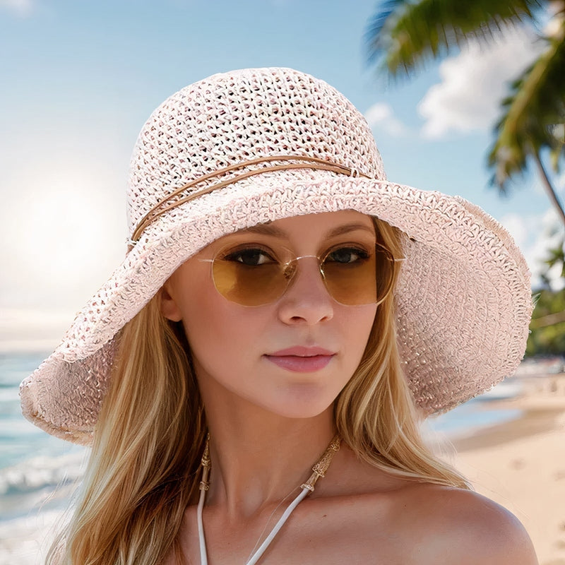 Woven straw sun hat for ladies, a versatile summer fashion accessory