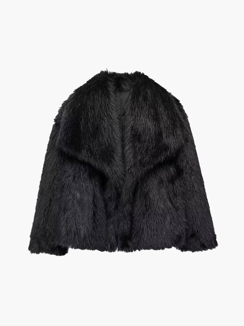 Warm women's classic winter jacket featuring a stylish wide lapel, ideal for elegant cold weather outfits.