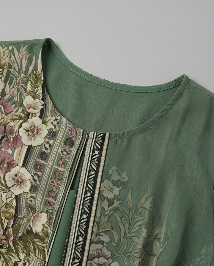 Chic floral jumpsuit with wide legs and shawl, perfect for weddings and special occasions.