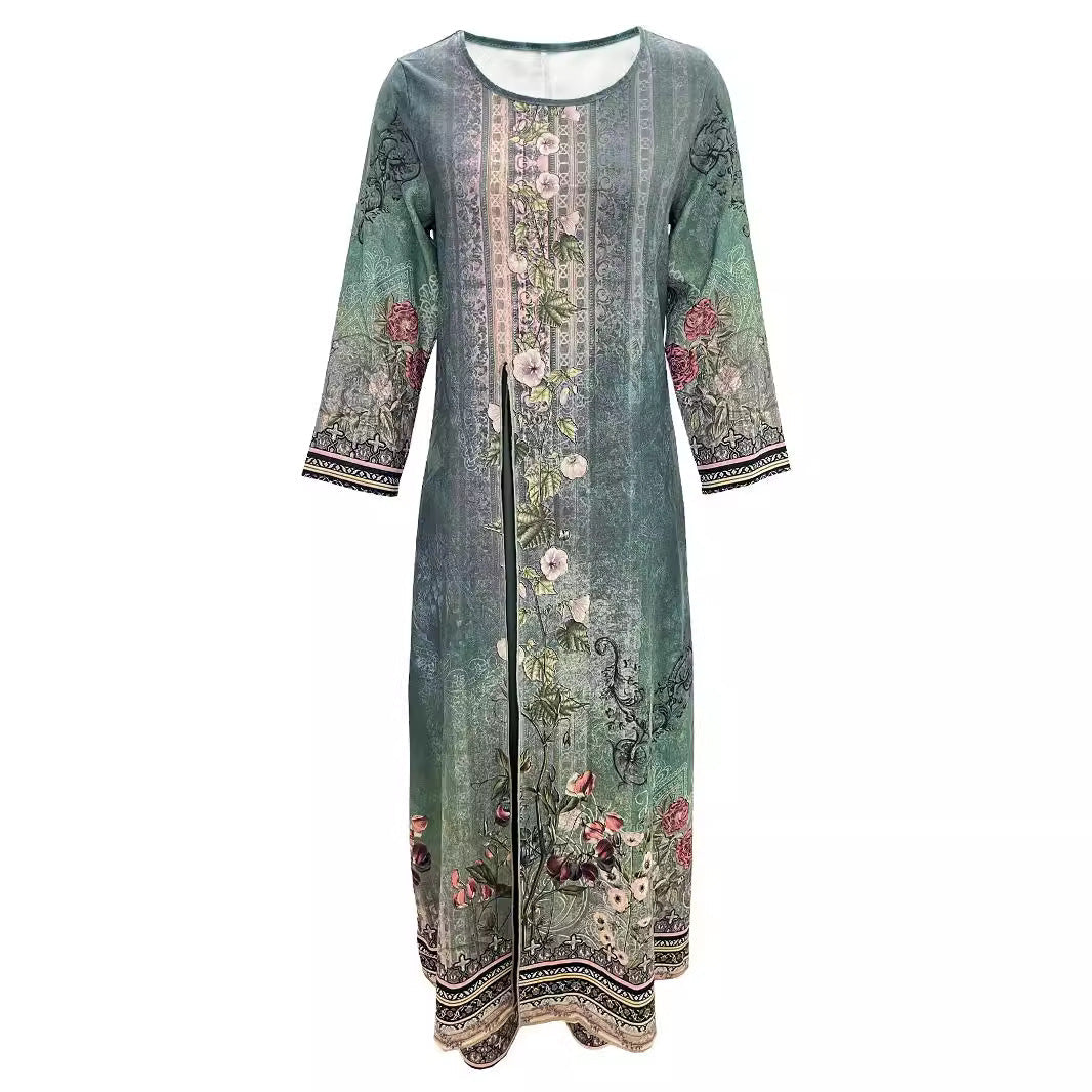 Evening wear for women: Wide leg jumpsuit set with a beautiful floral print shawl.